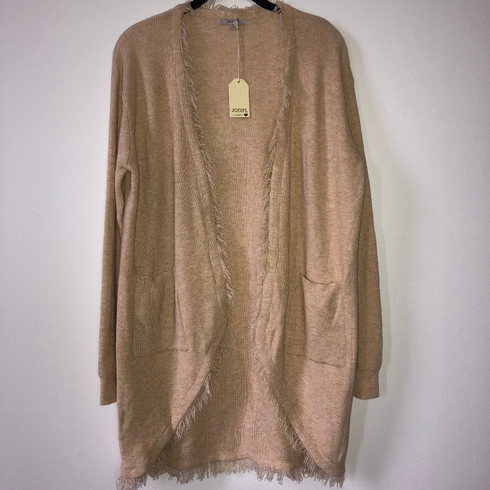 Tan Fringe Cardigan